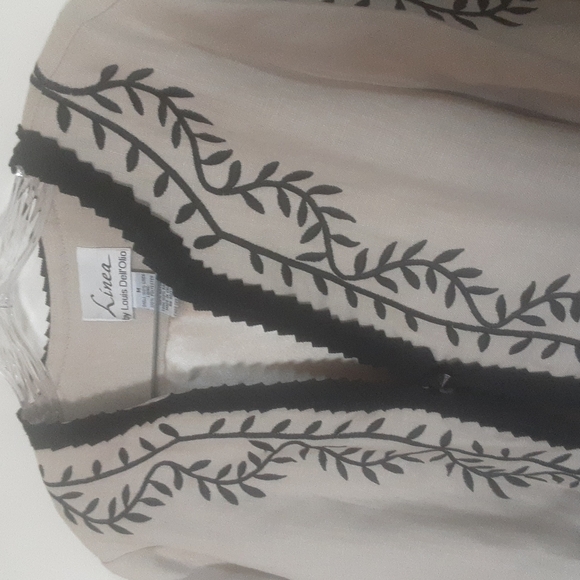 Linea By Louis Dell Olio Linen Embroidered Kimono/Blazer Sz M - Picture 2 of 9